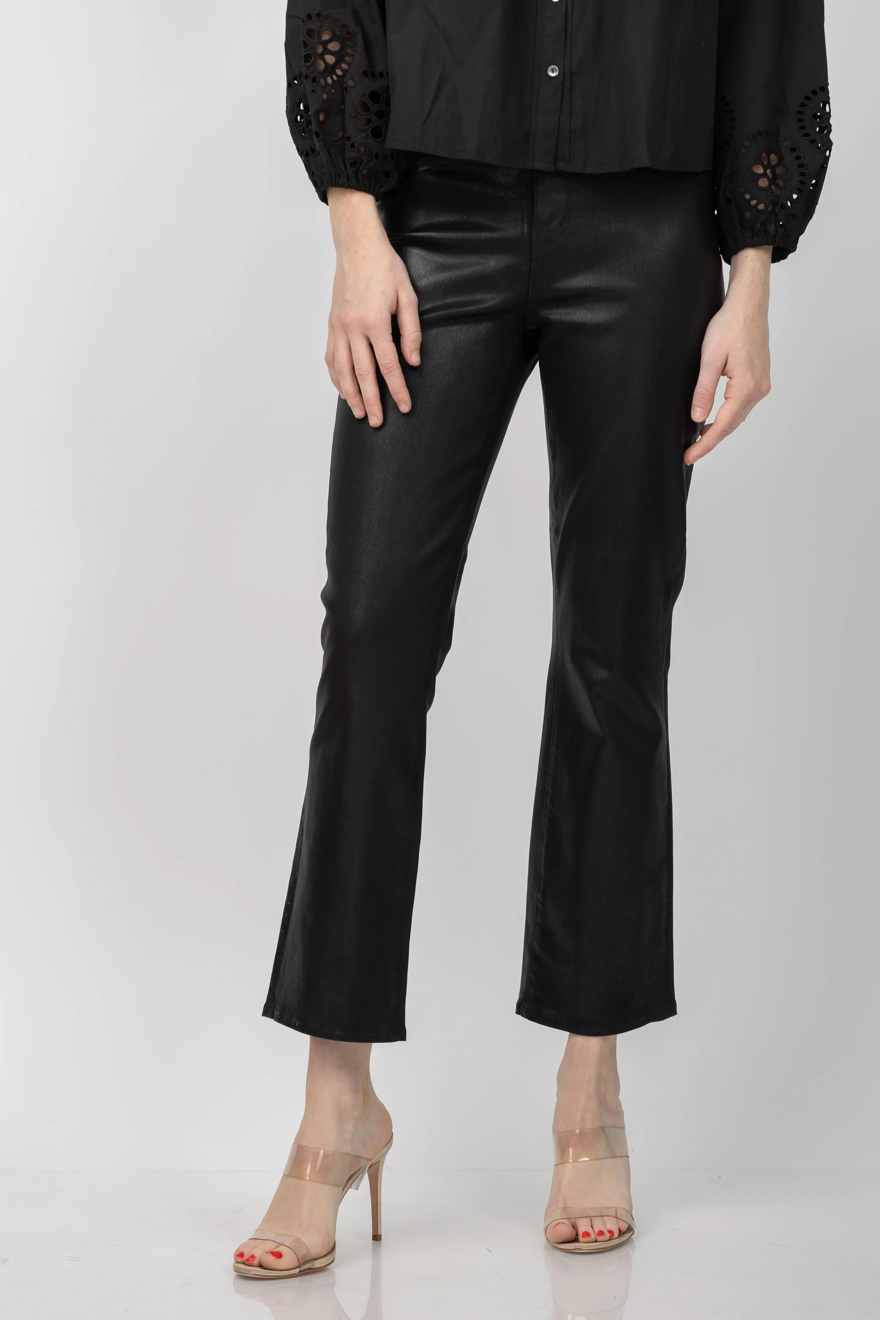 L'AGENCE Tati High Rise Crop Micro Boot Jeans in Noir Coated