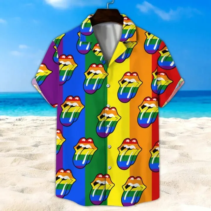 Lgbt Hawaii Shirt, Rainbow Lip Unisex Hawaii Shirt Beach Short, Gender-neutral Adult Clothing