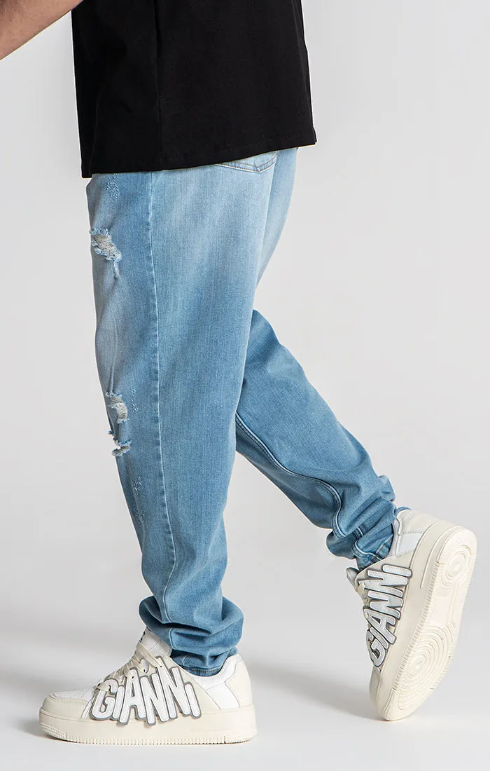 Light Blue GK Ripped Carrot Jeans