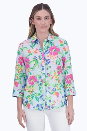 Luna No Iron Painterly Floral Shirt