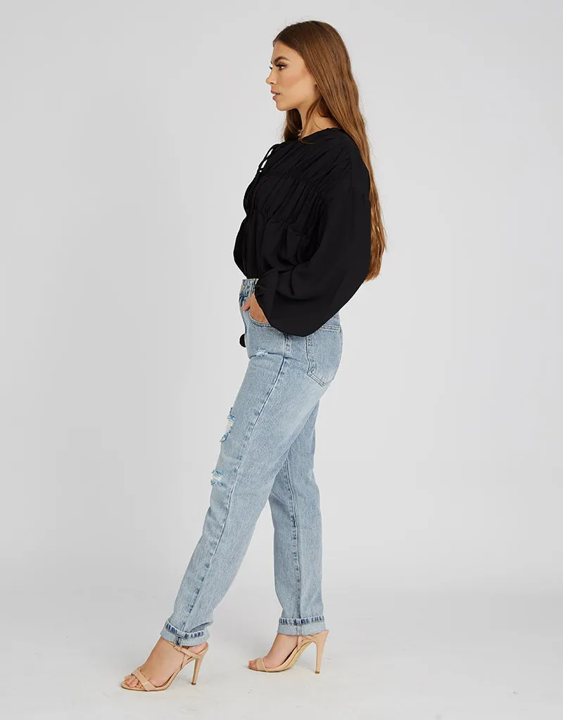 Mom Jeans Ripped With Lining