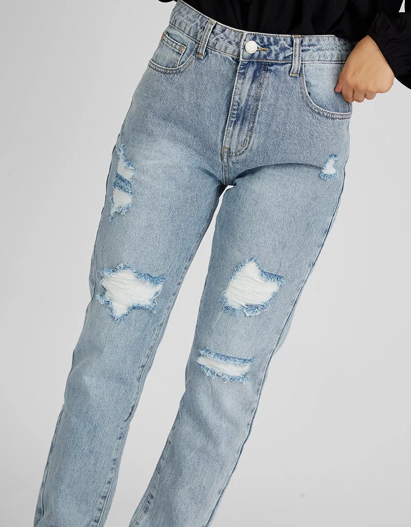 Mom Jeans Ripped With Lining