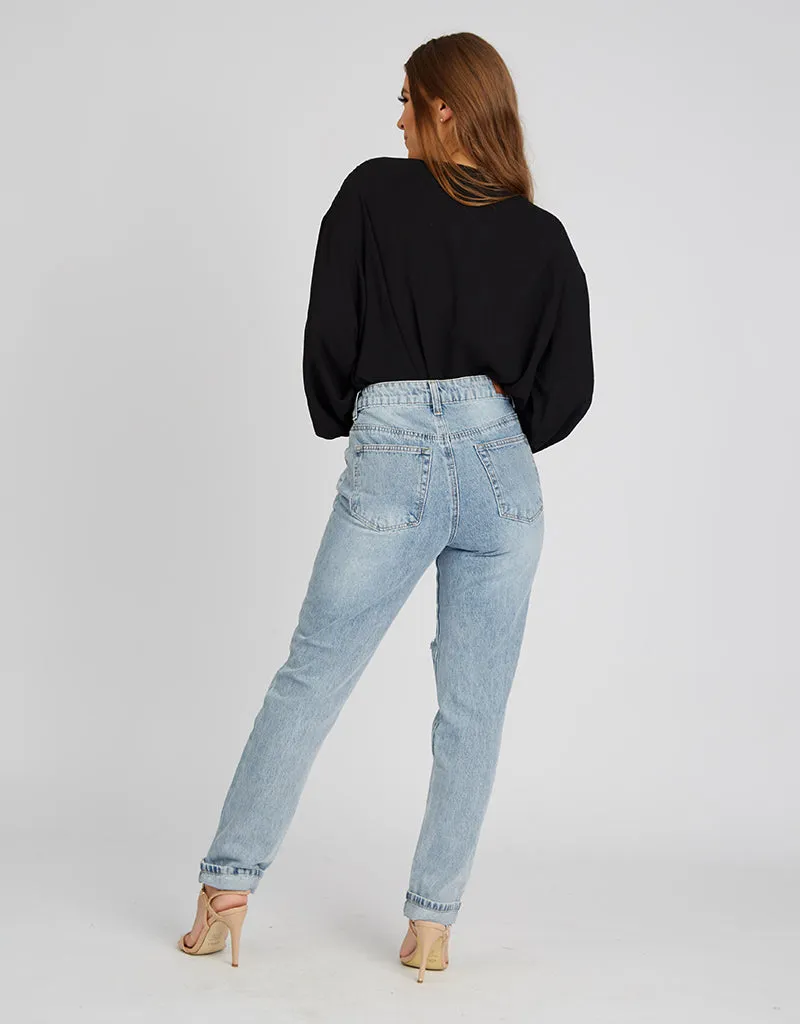 Mom Jeans Ripped With Lining