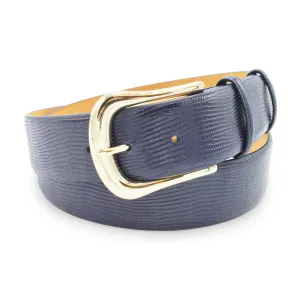 Ocean Blue Lucertola Gold Prong Belt