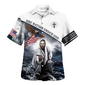 One Nation Under God Jesus Christ Hawaiian Shirt - Christian Hawaiian Shirt - Religious Hawaiian Shirts