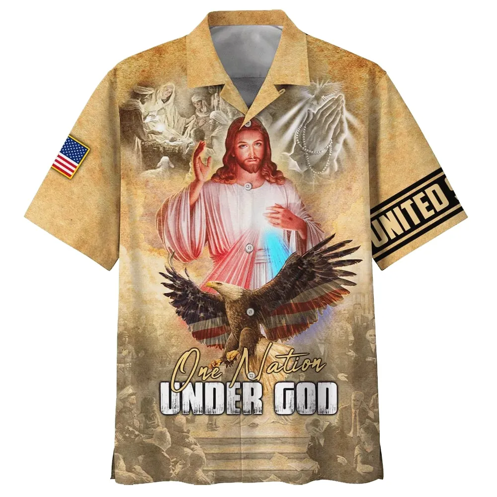 One Nation Under God Jesus Eagle Hawaiian Shirt - Best Hawaiian Shirts - Christian Hawaiian Shirt