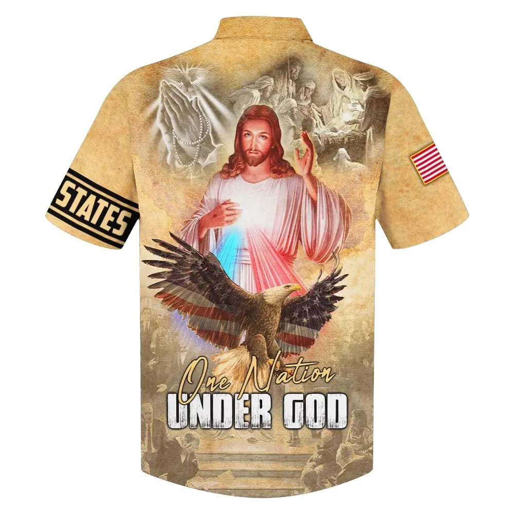 One Nation Under God Jesus Eagle Hawaiian Shirt - Best Hawaiian Shirts - Christian Hawaiian Shirt