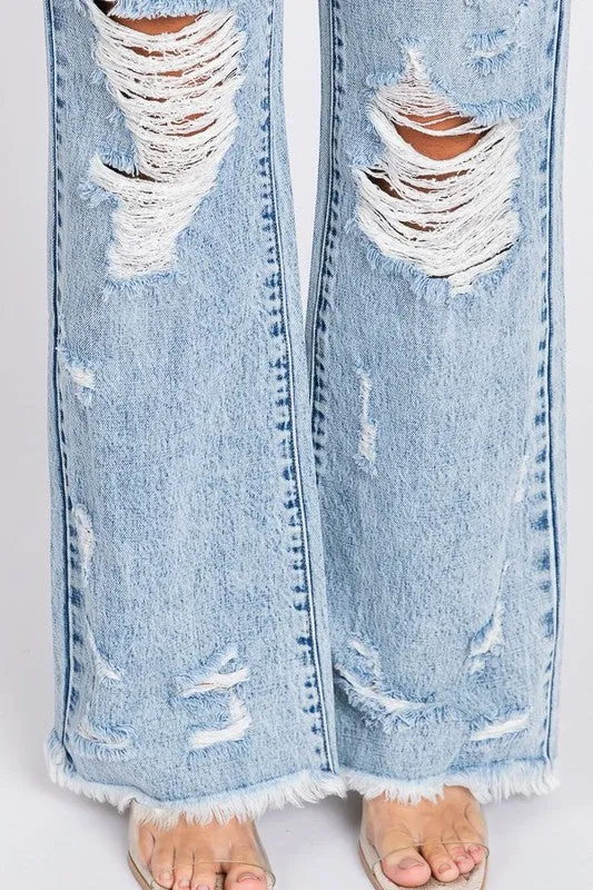 PET108 - DISTRESSED VINTAGE FLARE JEAN