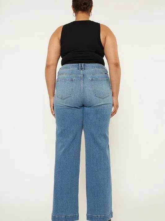 Plus Kancan Styled and Smiling High Rise Wide Leg Jeans