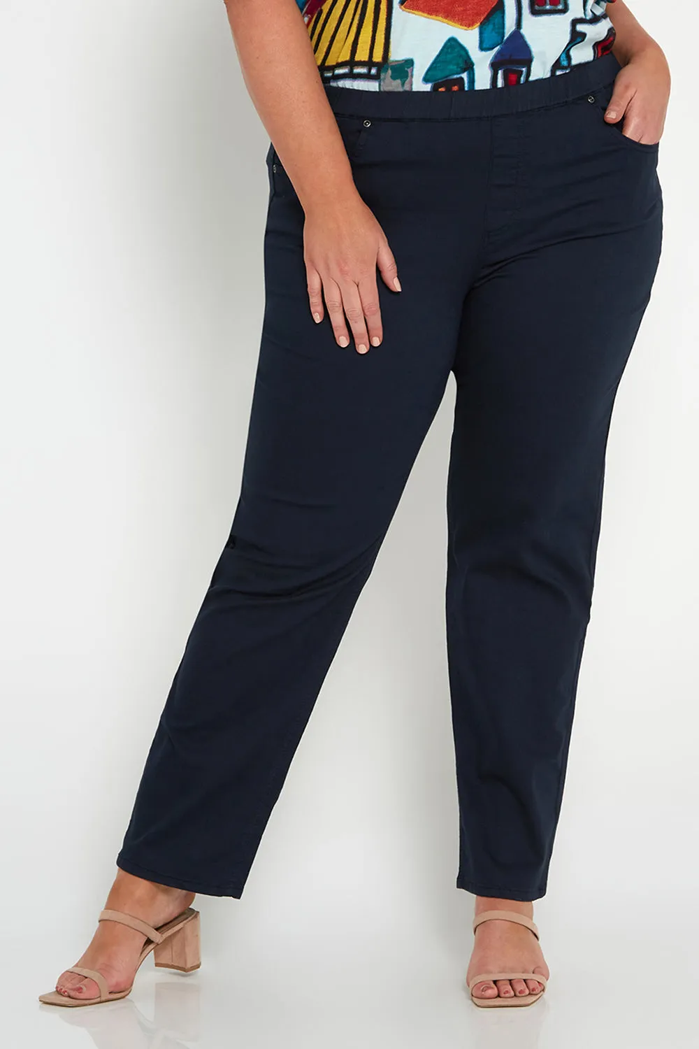 Pull On Plain Jeans - Navy