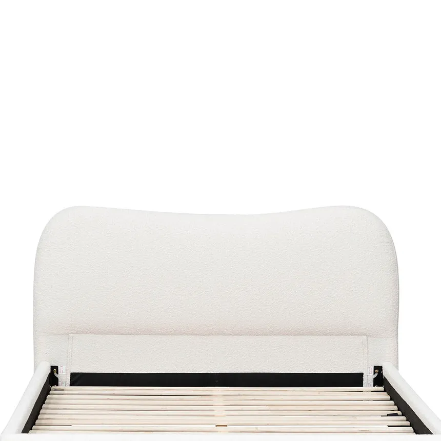 Queen Bed Frame - Cream White Boucle