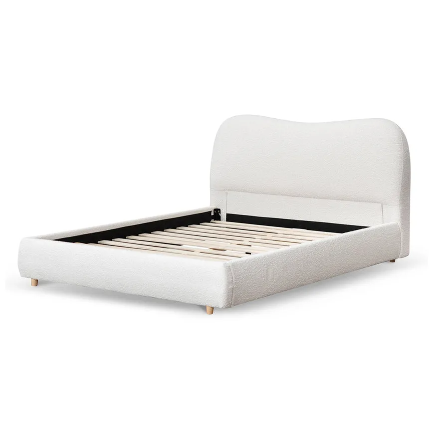 Queen Bed Frame - Cream White Boucle