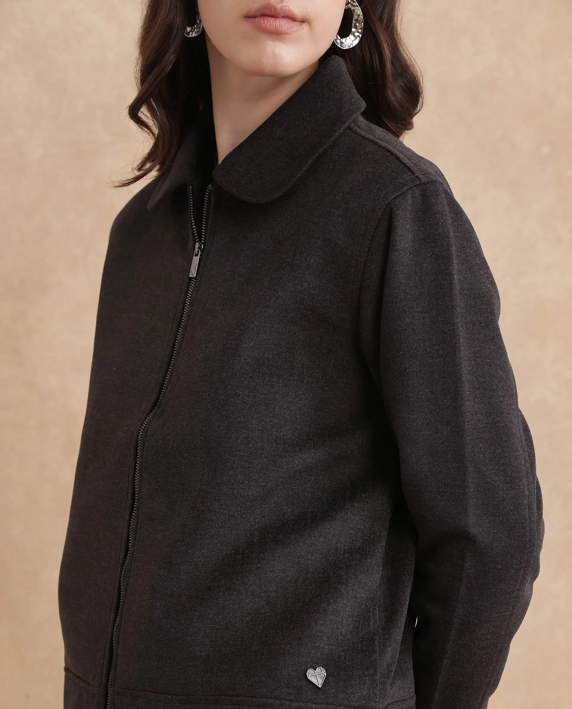 Rareism Women Gympie Black Plain Jacket