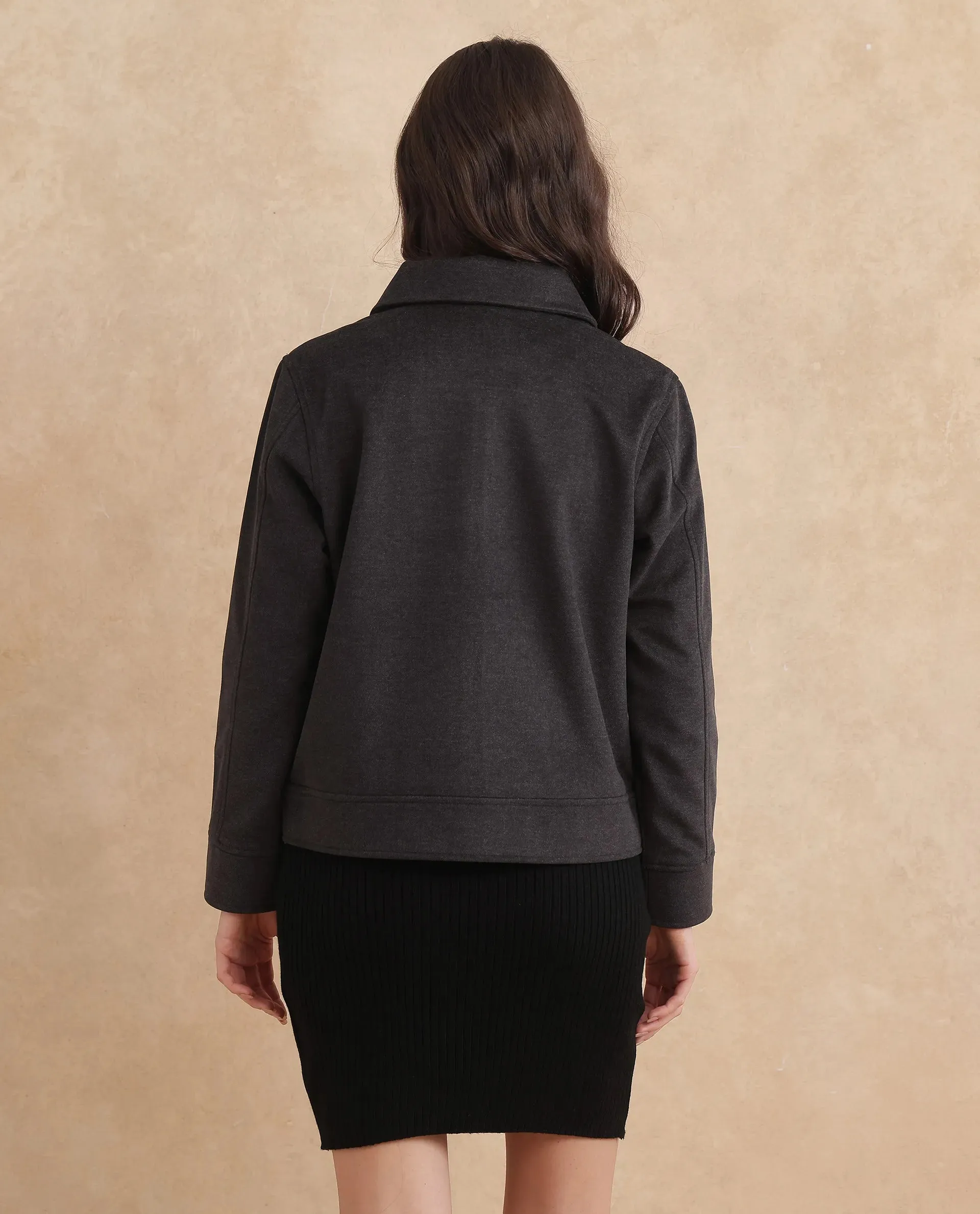 Rareism Women Gympie Black Plain Jacket