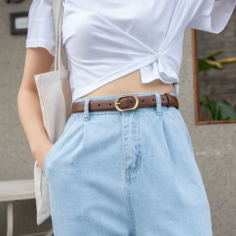 Retro Slim-Fitting, Fashion and All-Matching Dress Jeans Casual Pin Buckle Decorative Belt