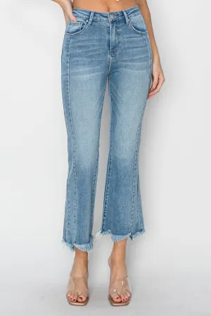 RISEN Full Size High Rise Frayed Hem Flare Jeans - ONLINE ONLY - 7-10 DAY SHIPPING