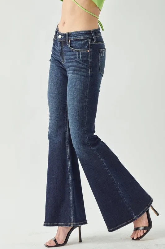 Rose Mid Rise Stretch Super Flare Jeans