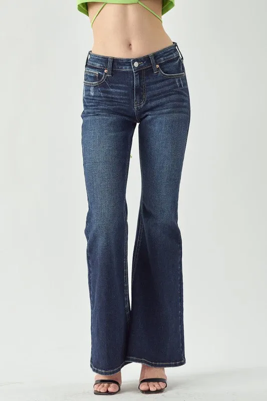 Rose Mid Rise Stretch Super Flare Jeans