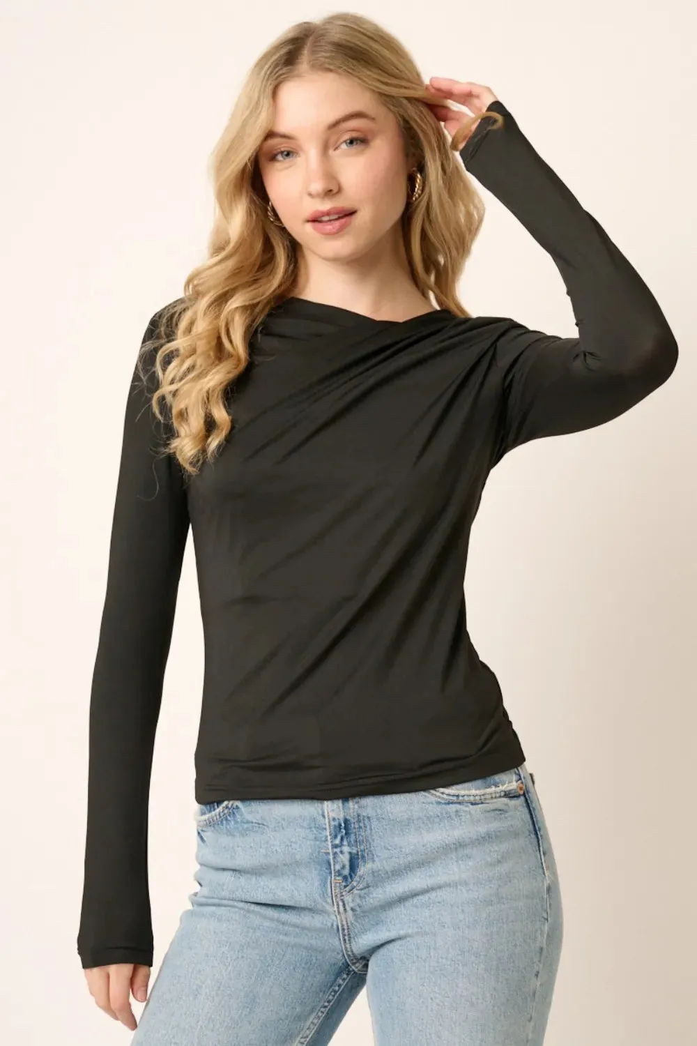 Ruched Long Sleeve Slim Top