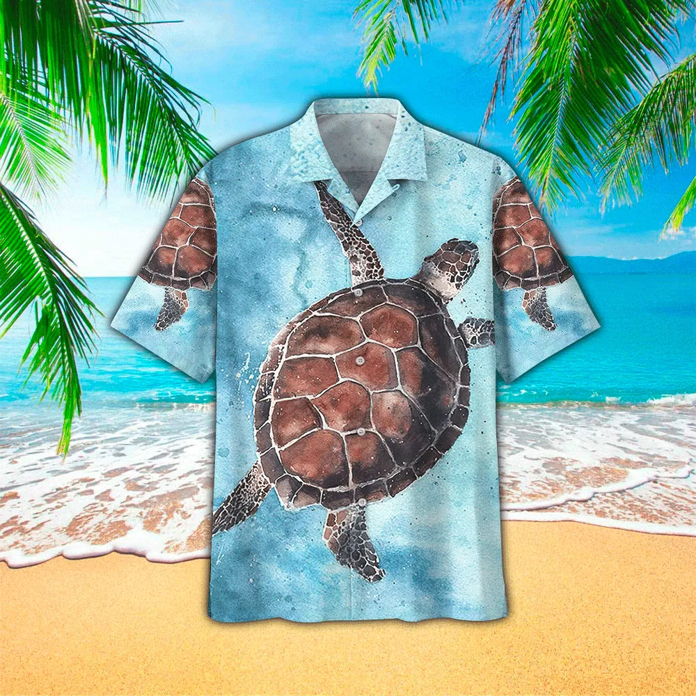 Sea Turtle Hawaiian Shirt, Hawaiian Shirts for Men Short Sleeve Aloha Beach Shirt