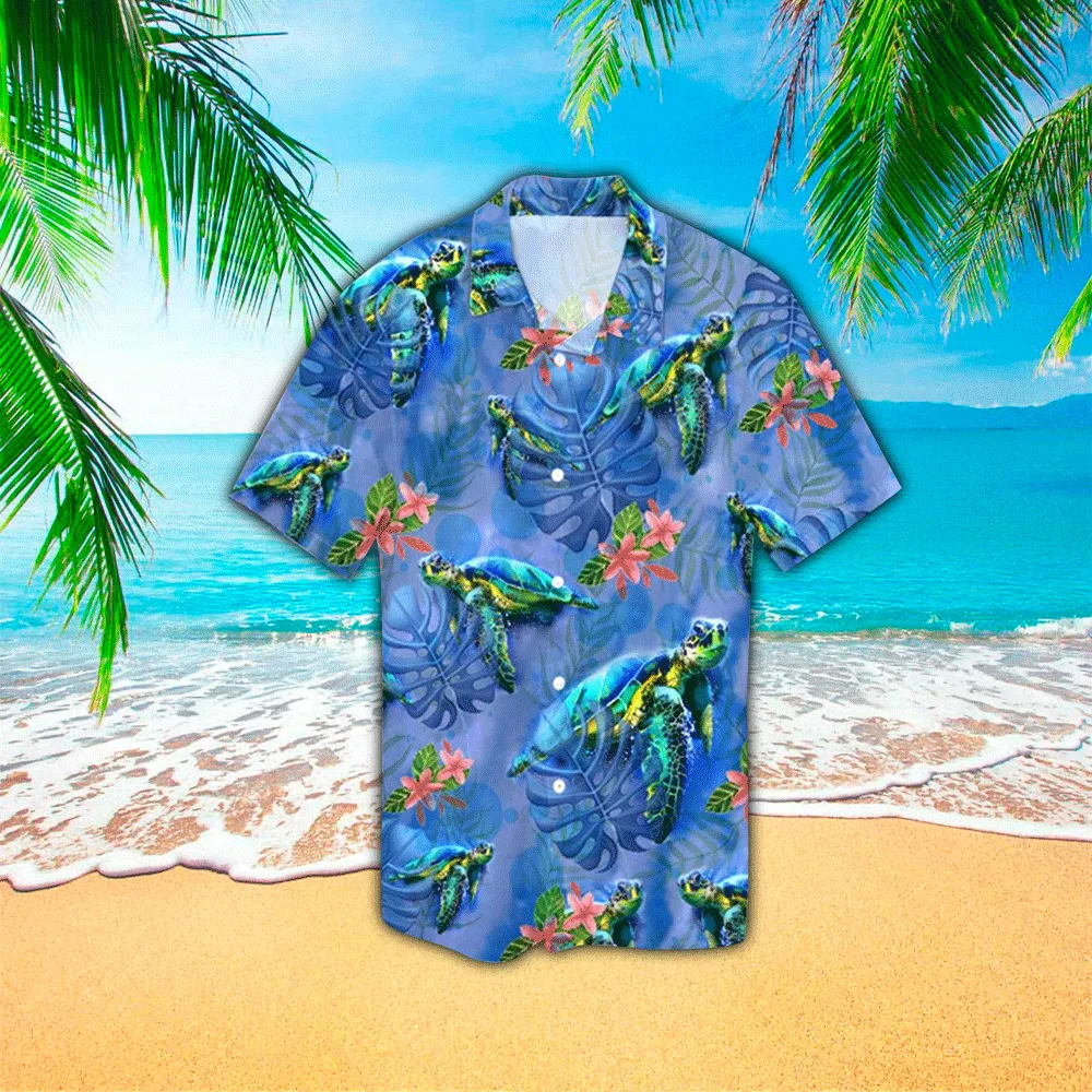 Sea Turtle Hawaiian Shirt, Hawaiian Shirts for Men Short Sleeve Aloha Beach Shirt