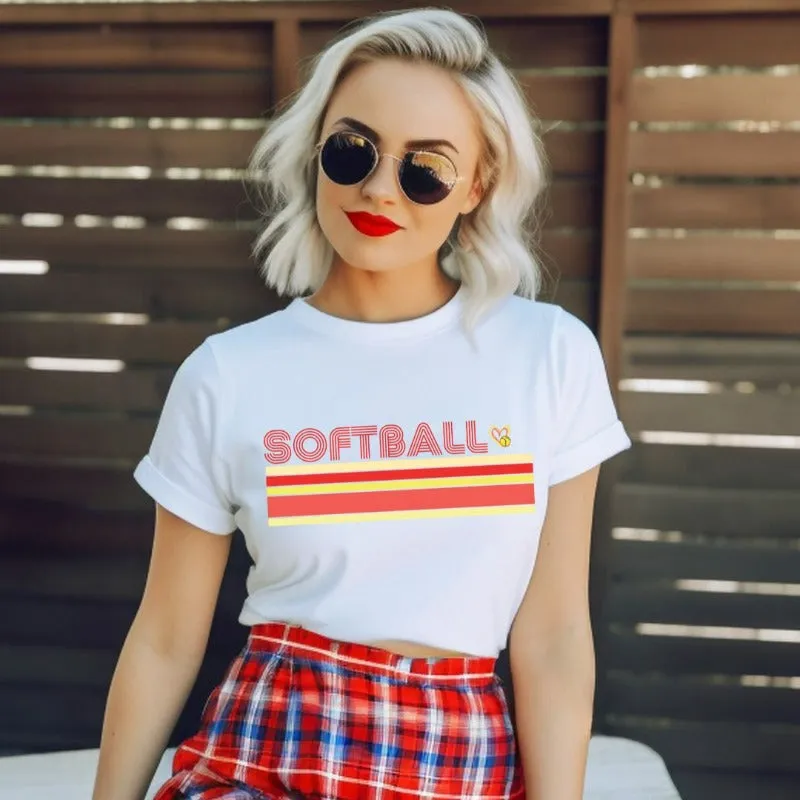 Softball Retro Stripes Graphic Tee