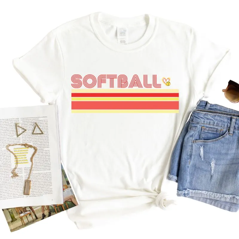 Softball Retro Stripes Graphic Tee