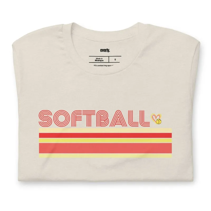 Softball Retro Stripes Graphic Tee