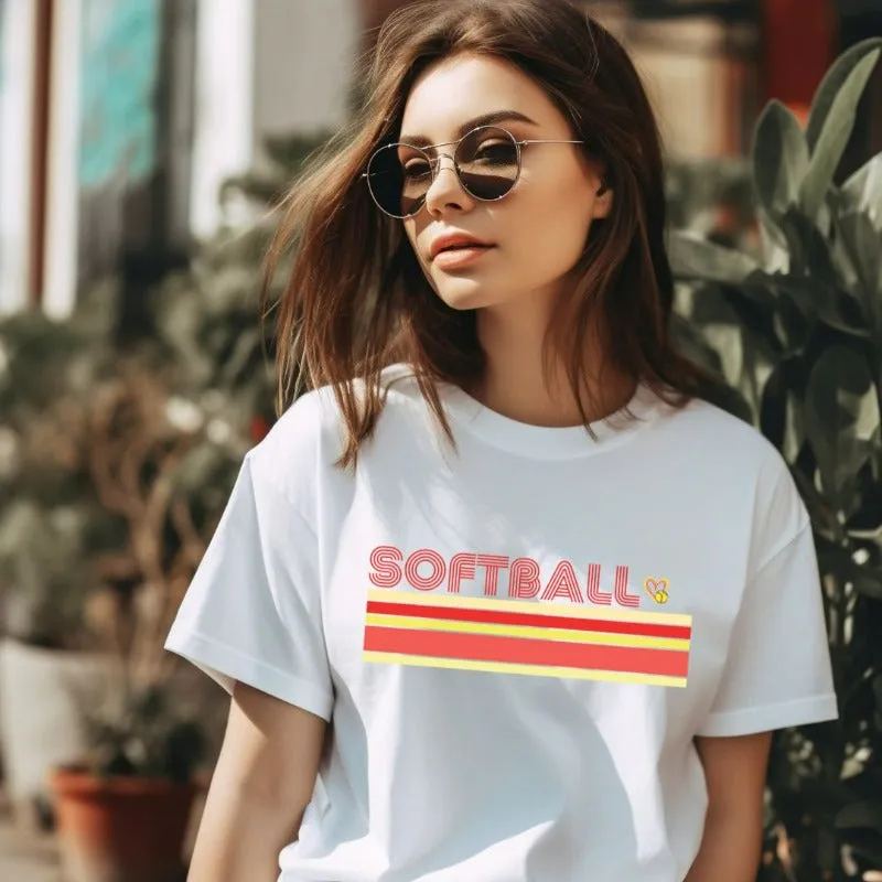 Softball Retro Stripes Graphic Tee