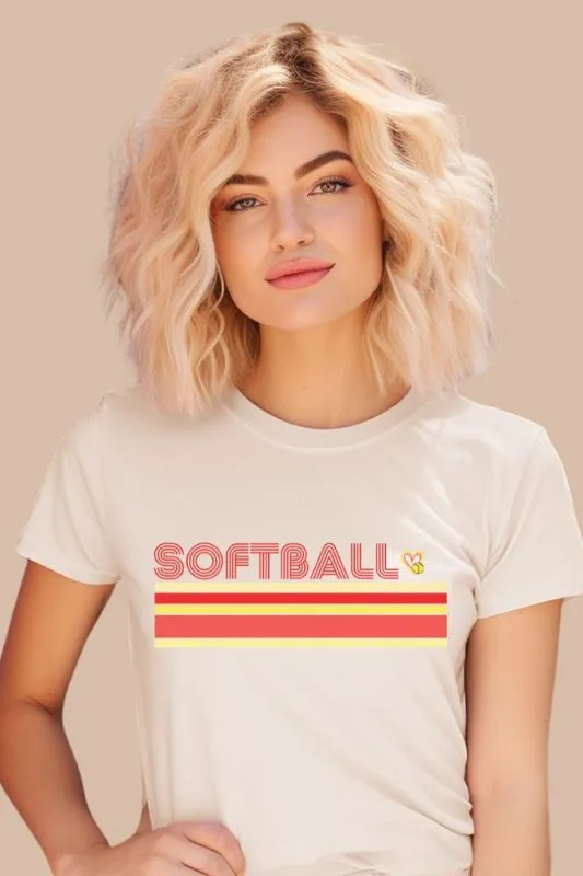 Softball Retro Stripes Graphic Tee