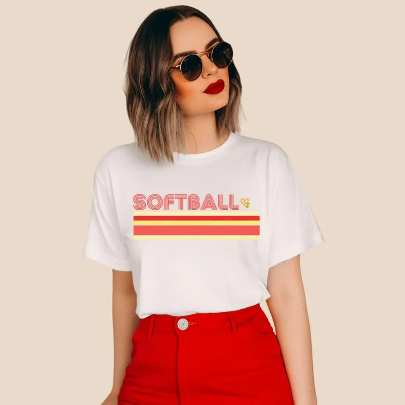 Softball Retro Stripes Graphic Tee