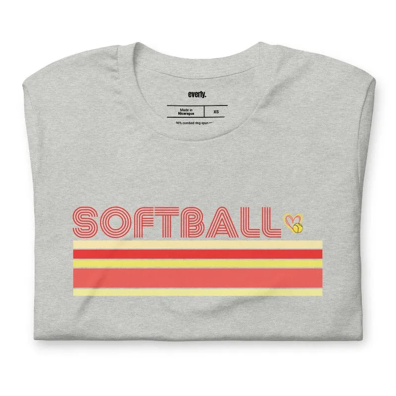 Softball Retro Stripes Graphic Tee