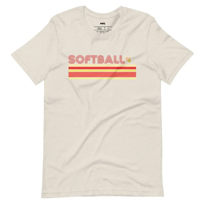 Softball Retro Stripes Graphic Tee