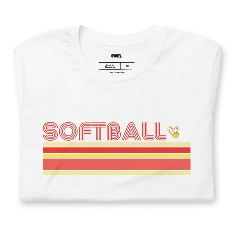 Softball Retro Stripes Graphic Tee