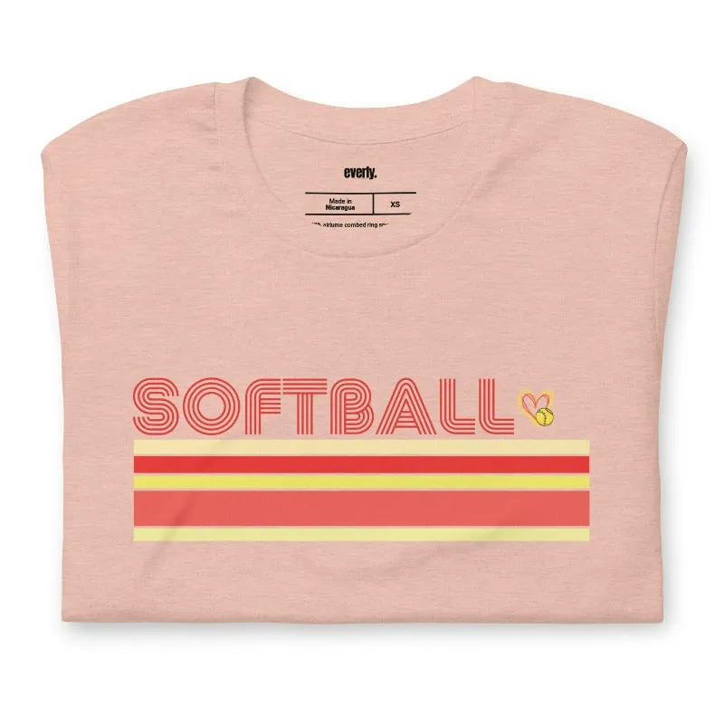 Softball Retro Stripes Graphic Tee