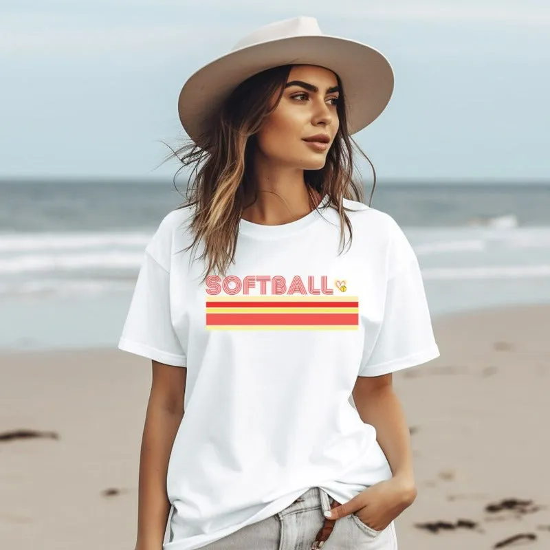 Softball Retro Stripes Graphic Tee