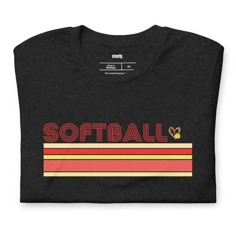 Softball Retro Stripes Graphic Tee