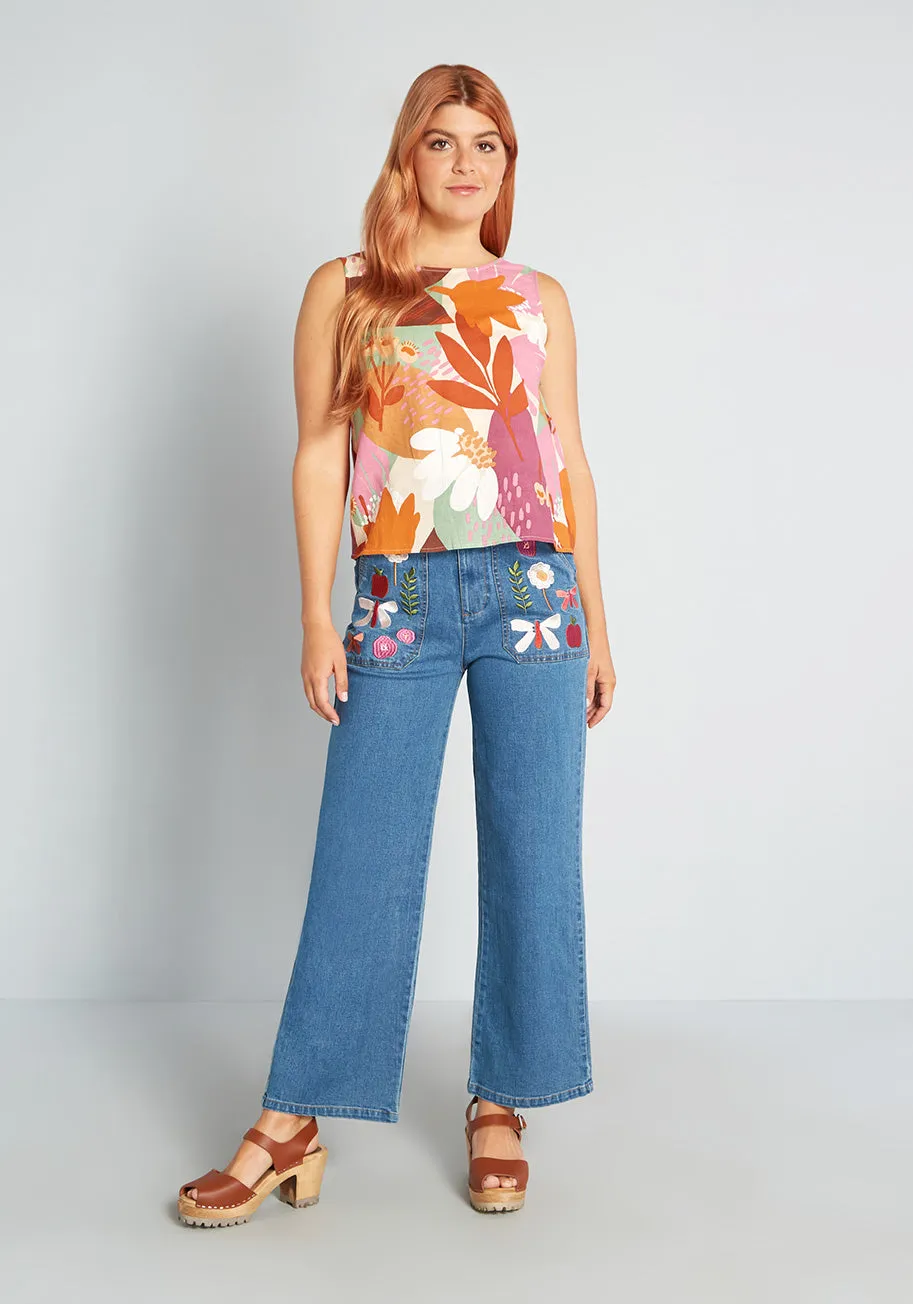 Splash of Nature Wide-Leg Jeans