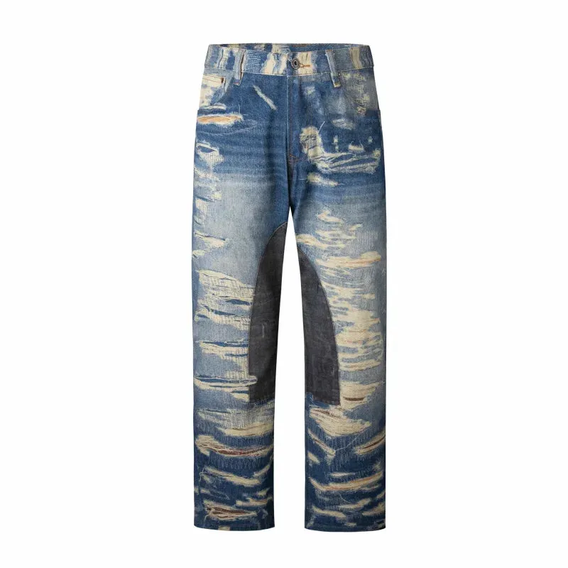 Street Ripped Painted Retro Loose Jeans