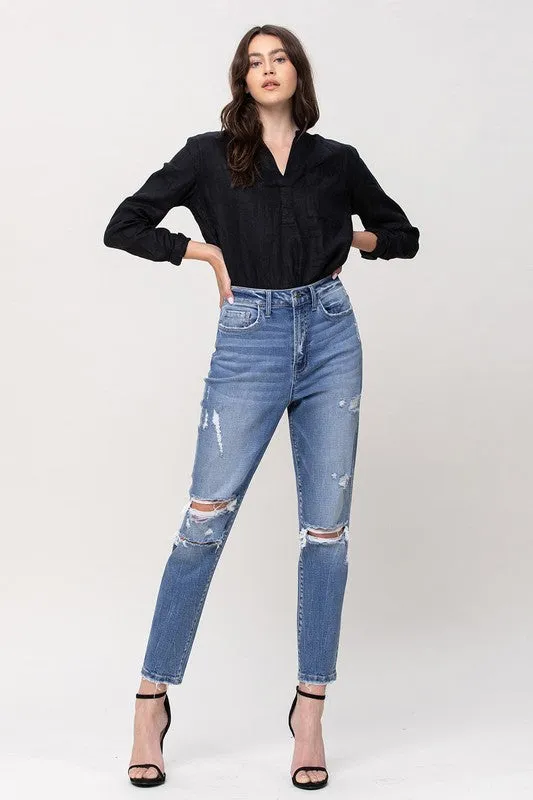 SUPER HIGH RISE STRETCH MOM JEANS