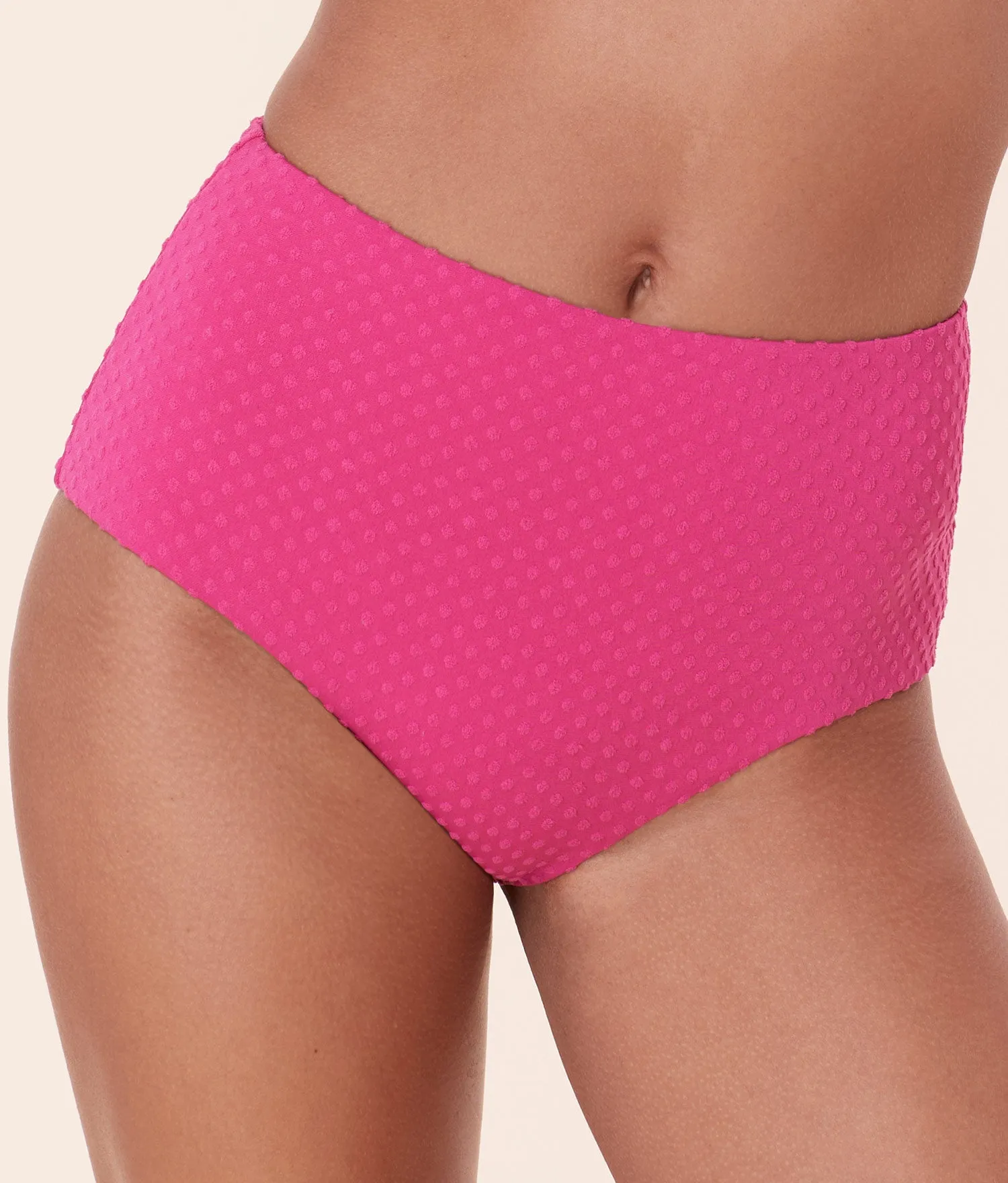 The High Waist Bottom - Terry Dot - Cerise