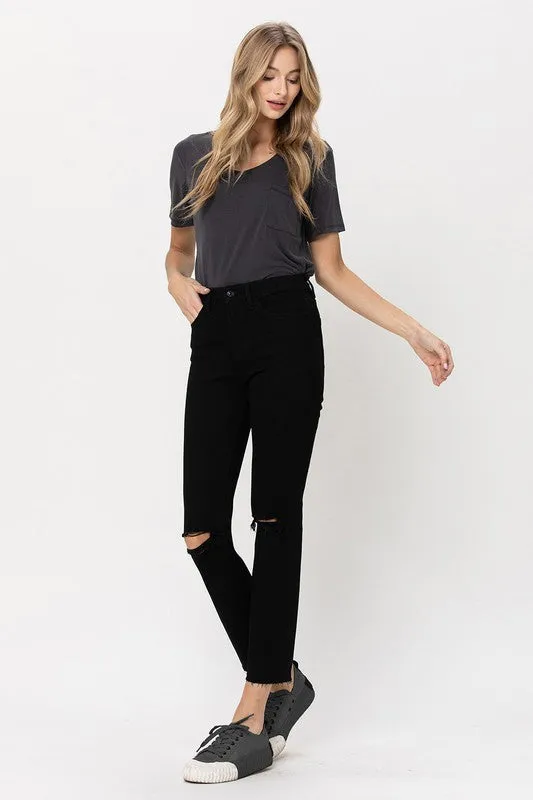 Thea High Rise Straight w Raw Hem