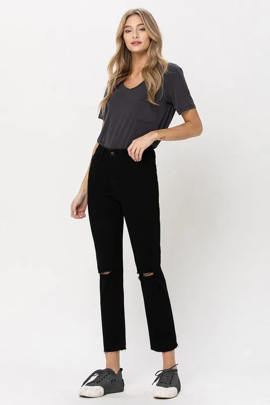 Thea High Rise Straight w Raw Hem