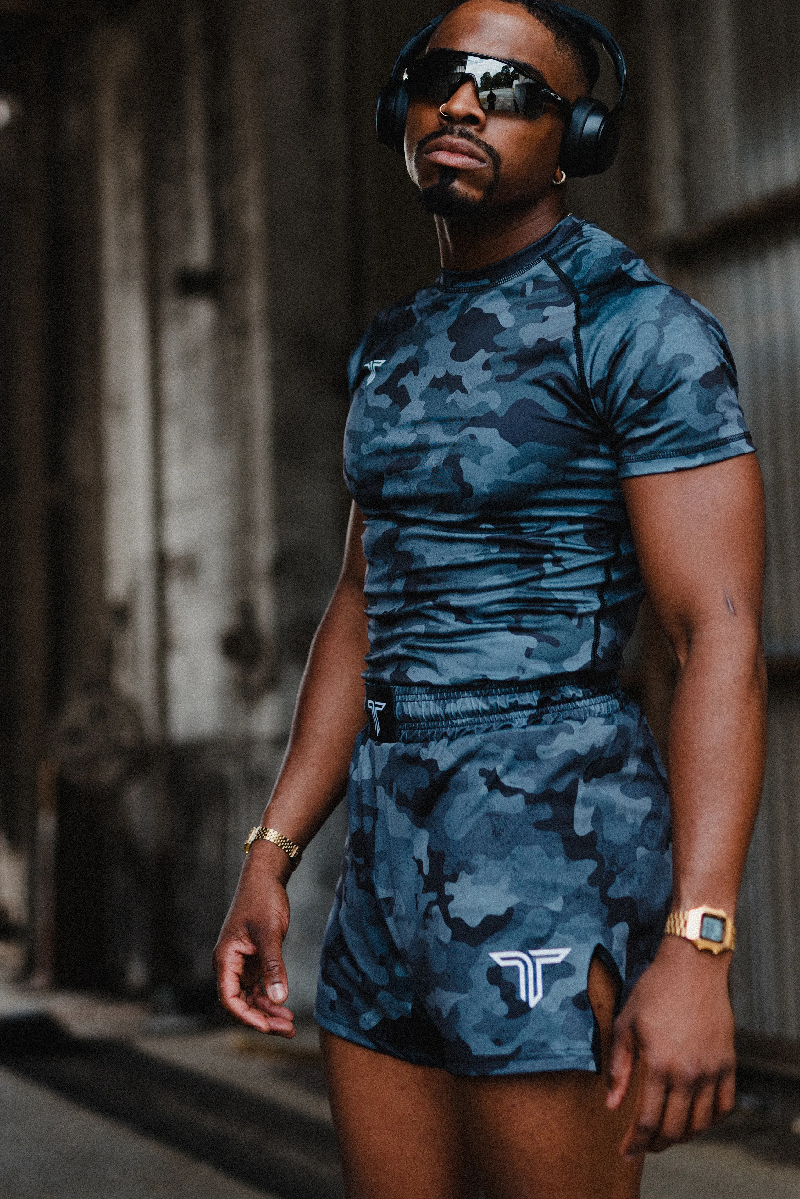 Urban Camo Short-Sleeve Rashguard - Navy