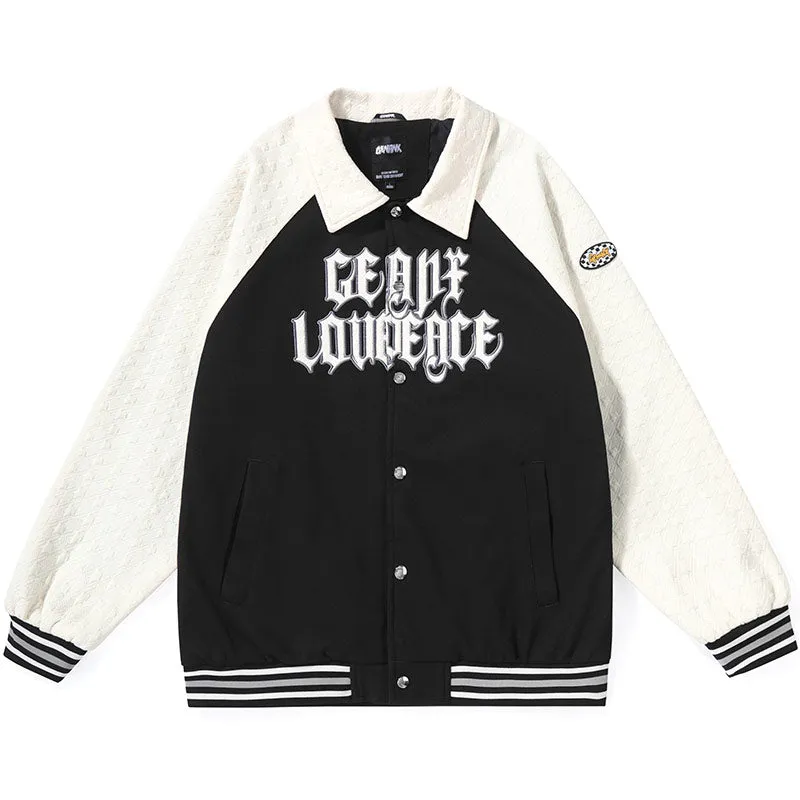 Vintage American Letter Embroidery Couple Jacket