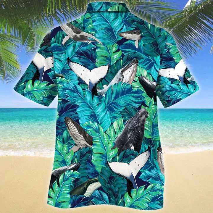 Whale Lovers Gift Hawaiian Shirt, Whale aloha shirt, Summer Short Sleeve Hawaiian Aloha Shirt for men, Women