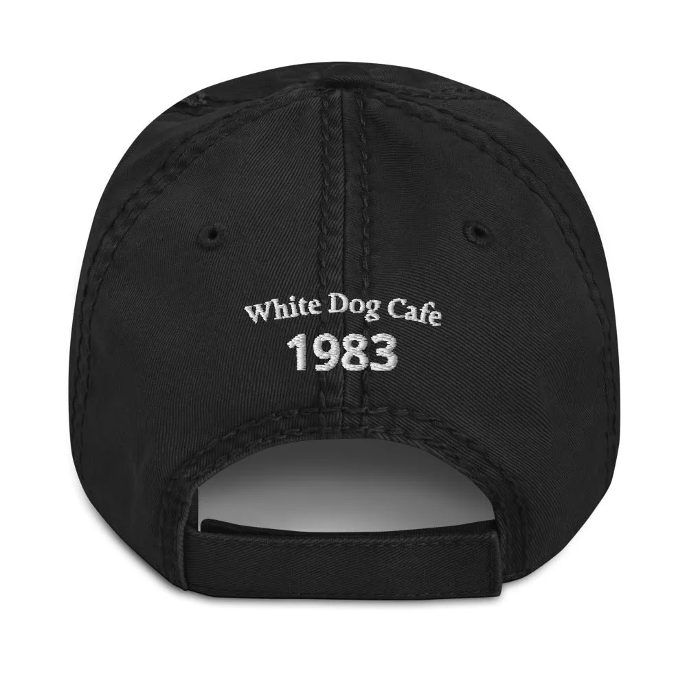 White Dog Distressed Baseball Hat