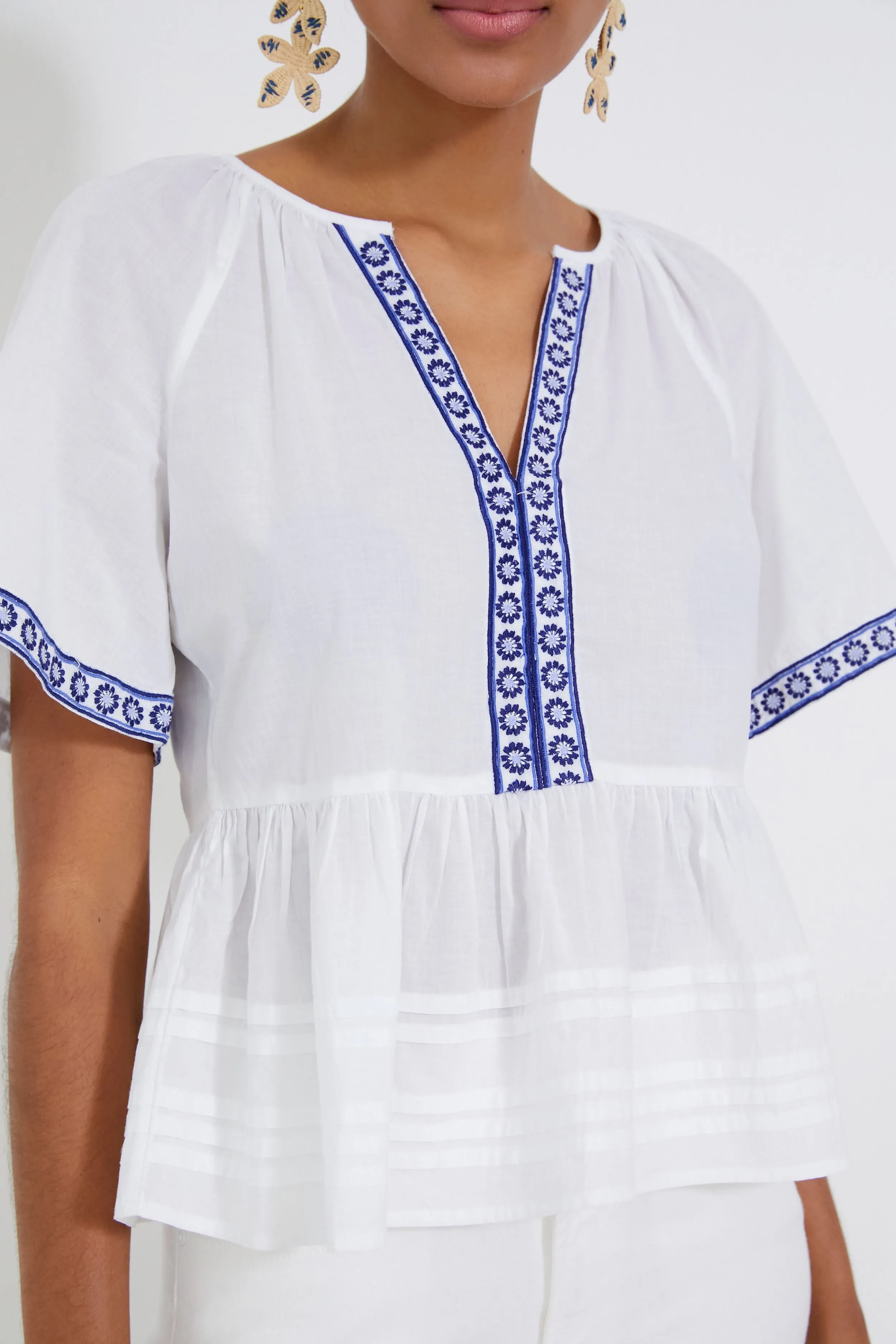 White Multi Short Sleeve Top