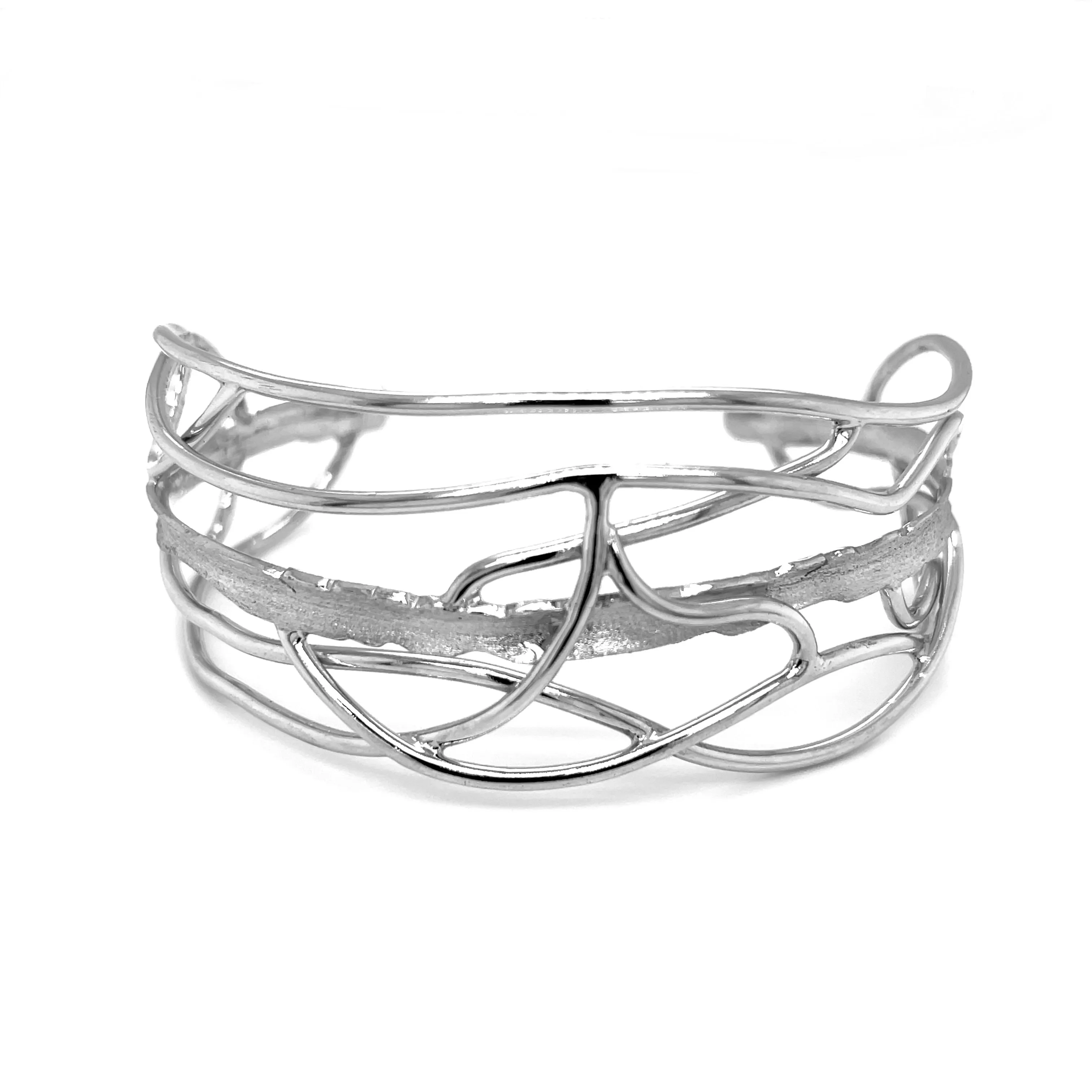 White Rhodium Edge Cuff