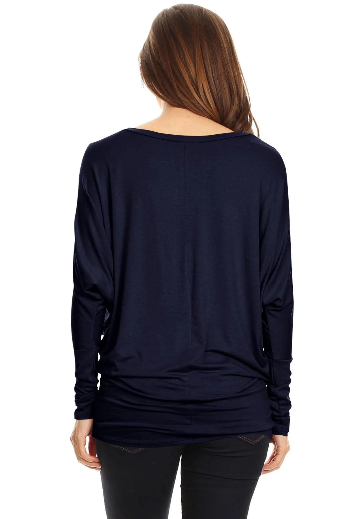 Women's Solid Jersey Knit Dolman Sleeve Tunic Top